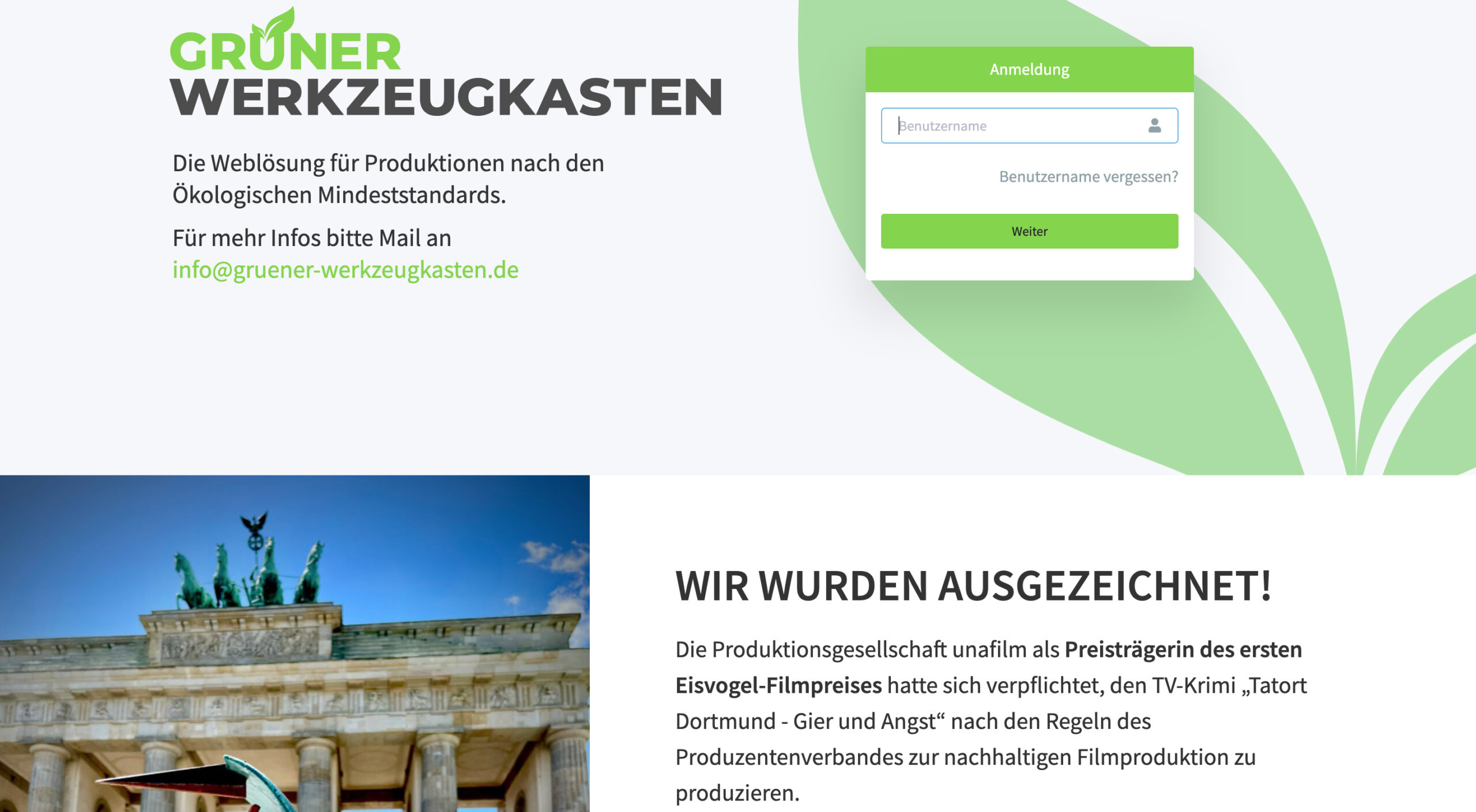 alter login screen des Grüner werkzeugkasten